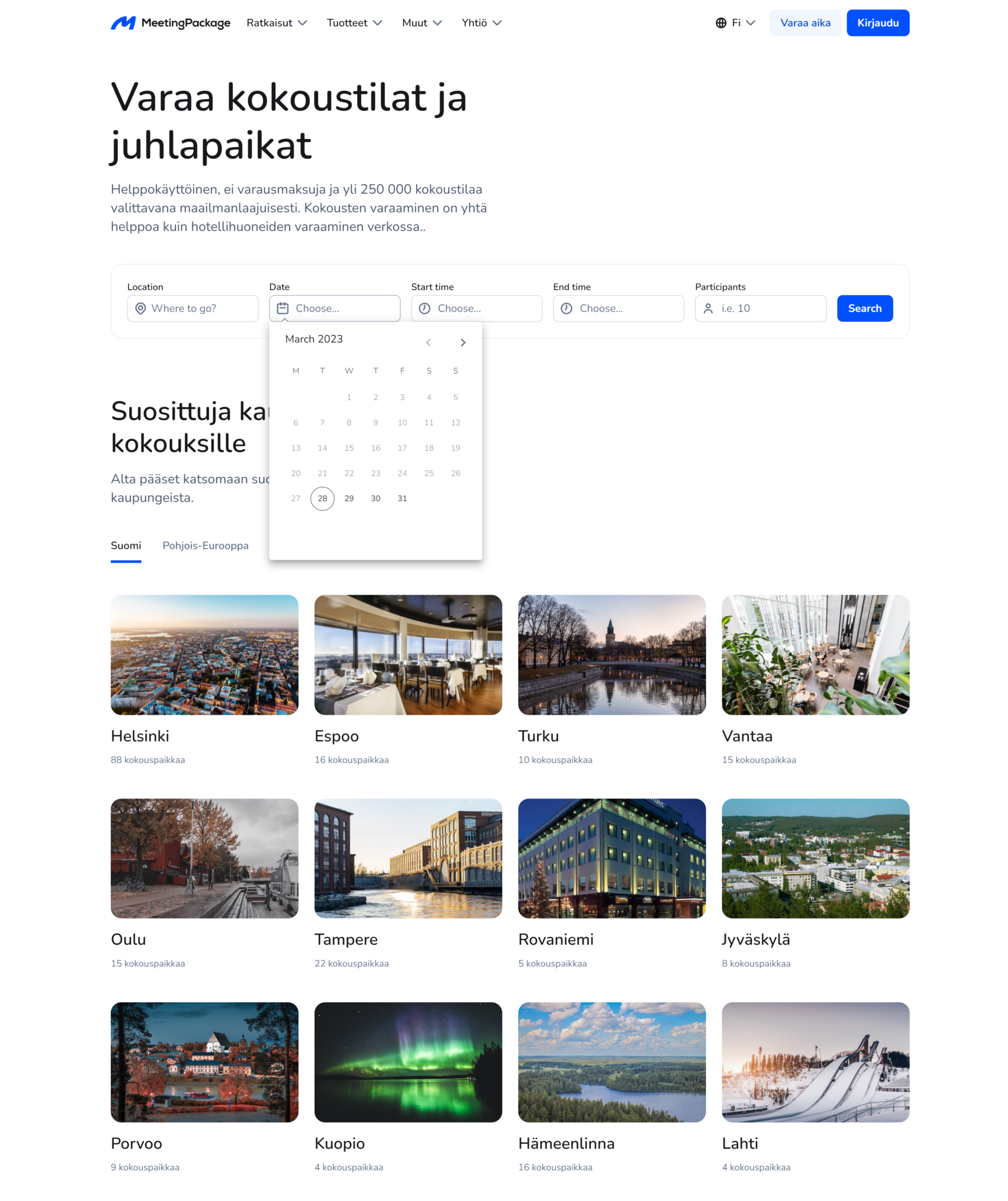 HubSpot-verkkosivusto MeetingPackage kuvakaappaus - MEOM asiakastarina