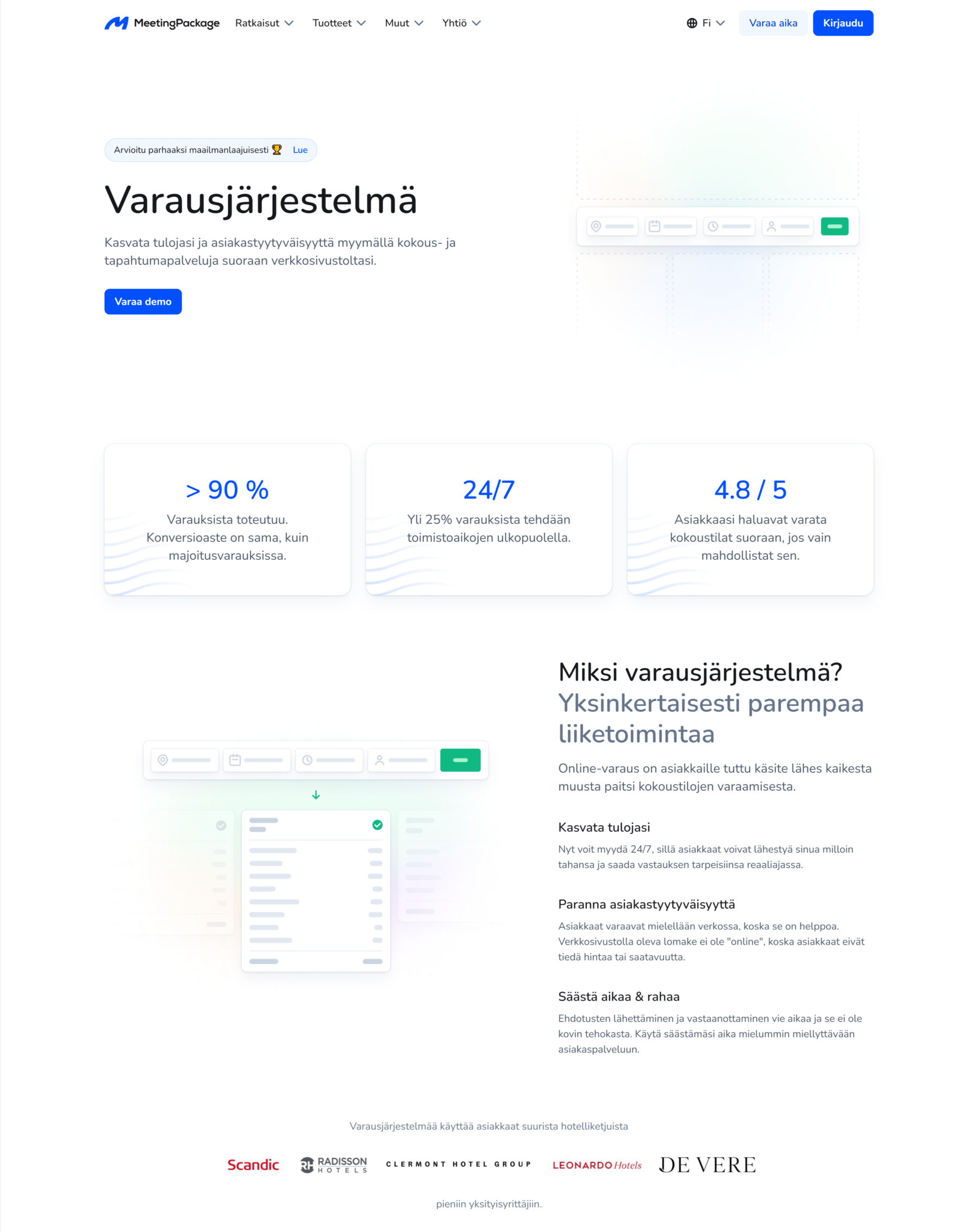 HubSpot-verkkosivusto MeetingPackage kuvakaappaus - MEOM asiakastarina